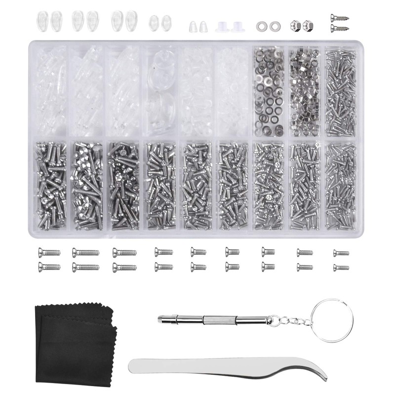 1000 PCS Kit de Reparación de Anteojos con Tornillo, Pinza,