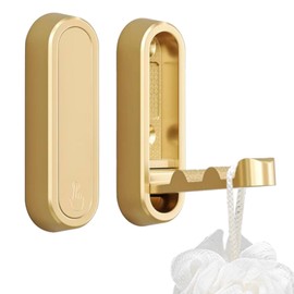 Gyinere 2 Pcs Folding Coat Hooks,Folding Coat Hook,Folding Wall Hooks,Hooks,Gold Wall,Foldable Gold, for Hanging Coat Towels Clothes Hat Bags Keys