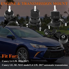 4PCS Engine Motor & Trans Mount Set Fit for Toyota Camry L4 2.5L 2016-2017, for Camry LE, SE, XLE Model L4 2.5L 2017 Automatic Transmission Auto Motor Mount Replace# A4288 A62062 A4295 A72004HY