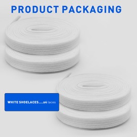 NDTEZUGT 2 Pairs Cotton Shoelaces for Vans Skate Shoes, 5/16" Athletic Shoe Laces Replacesment Strings for Canvas Trainer Sneakers (White,54"/140cm)