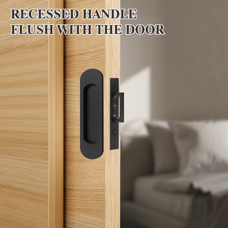 Fihatokus Sliding Pocket Door Handles with Edge Pull,6 inch Oval