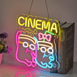 JOMOSPO Cinema Neon Sign, Neon Lights Hanging Wall Art Decoration for Commercial&Home Theater Cinema Movie Film Room, USB Powered Ultra Bright Dimmable, 13 * 12.6 inches