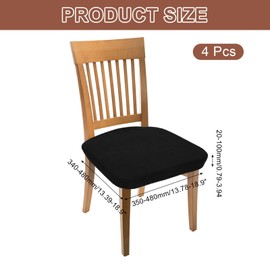 sourcing map 4Pcs Stretch Seat Covers, Dining Chair Seat Slipcover Washable Removable Cushion Protector for Dining Room Kitchen Restaurant, Pure black