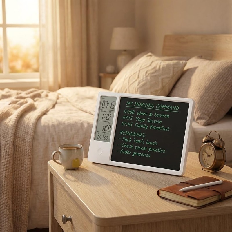 10-Inch Rechargeable LCD Calendar Notepad with Digital Clock Temperature and