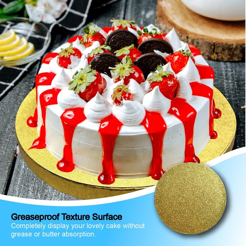 ANSSDO 12 Packs Thick Cake Drums, Greaseproof 8 inch Assorted