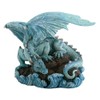 Blue Water Dragon on Rock Fantasy Figure Decoration