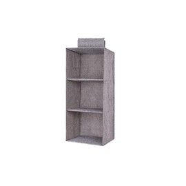 AIMALL Hanging Wardrobe Organiser – 3/4/5 Layer Clothes Storage Shelves, Space-Saving Garment & Shoe Tidy, Cotton Linen Fabric with PP Board Support, Grey