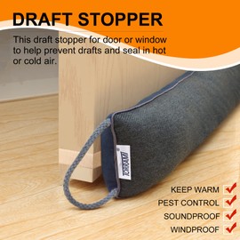 TORRAMI 36" Door Draft Stopper Under Bottom Insulation Noise Air Stopper 2.1LB,Draft Stopper Guard Seal for Doors and Windows - Dark Blue