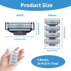 16 Pack Razors for Men, Razor Blades Refills Compatible with Mach 3 Handles, 3-Layer Shaver Blades with Double Lubrication Strip, Premium Quality Replacement Blades for Smooth Shaving for Daily Use