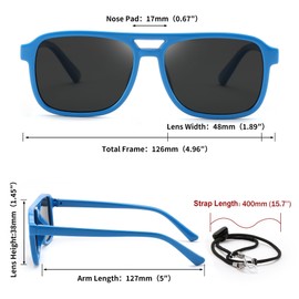 FEISEDY B0152 Children's Aviator Glasses Polarised 3-9 Years Retro Sunglasses with UV400 Protection & TPE Frame for Boys Girls, blue