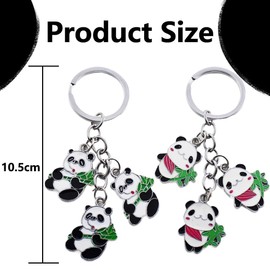 OVYALCJ 4 pcs Panda Keychain, Panda Metal Keychain, Cute Cartoon Panda Keychain, Cute Car Accessories Keys Bag Accessories For Women Gift