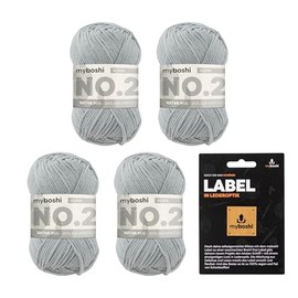 myboshi No. 2 with Label, Cotton for Crochet, Baby Wool, Vegan Wool for Knitting, Wool Washable at 60 Degrees, for Baby and Amigurumi, 50 g, Ll 100 m Grey (Silver), 4 Balls