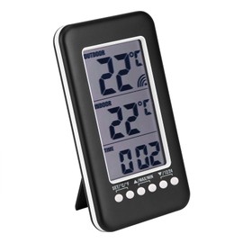 LCD Digital Indoor Outdoor Thermometer Clock Temperature Meter Wireless for Home Use