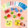 QHFlashbuy Wooden Cube Puzzle Toy, Expression Wooden Cube Puzzle, IQ
