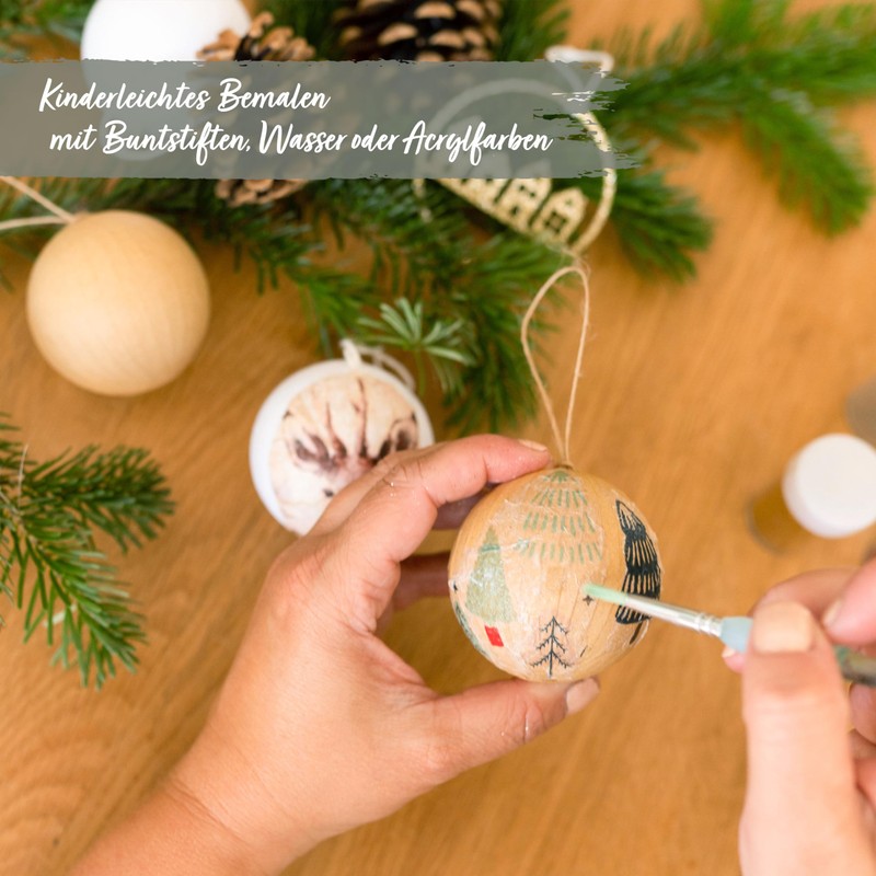 13 Brown Papier-Mâché Christmas Baubles Set 2