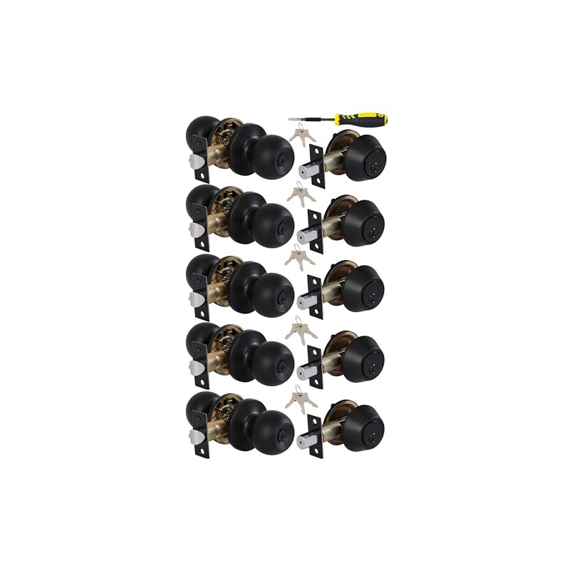 Lanwandeng (5 Sets) All Keyed Same Entry Door Knob and
