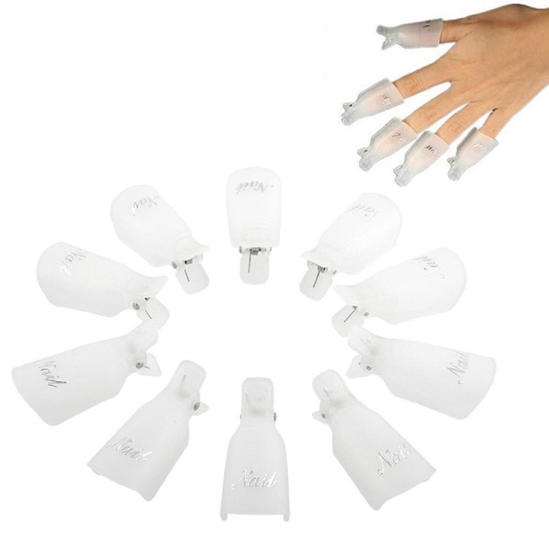 Susenstone10PC Plastic Nail Art Soak Off Cap Clip UV Gel