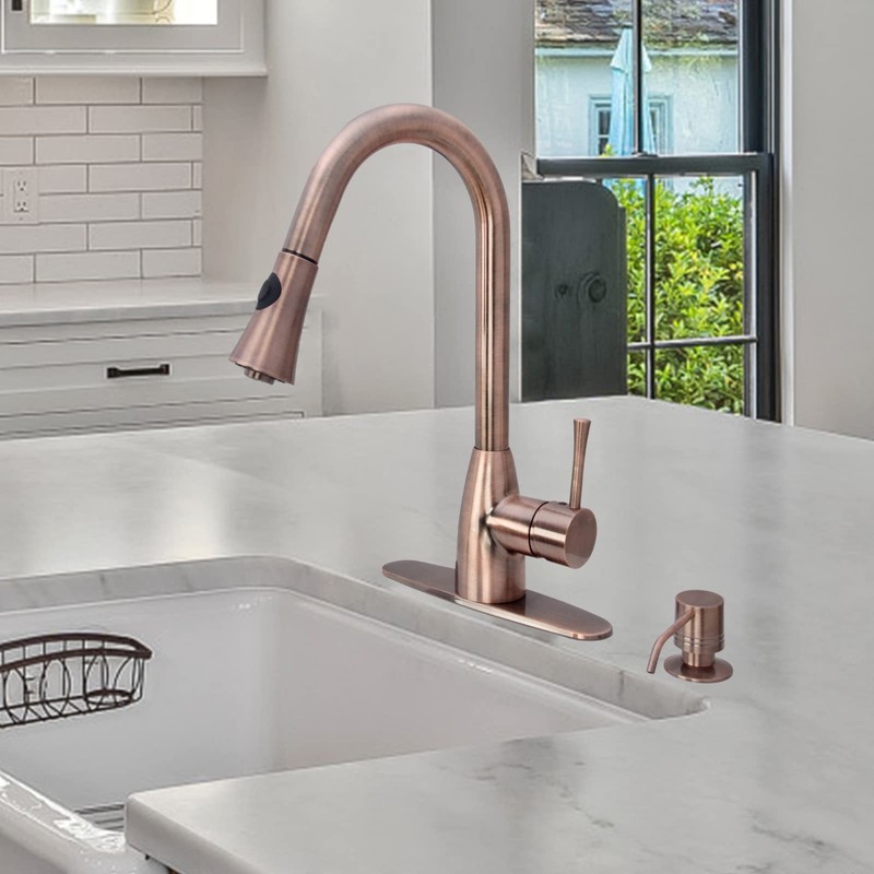 Akicon Soap Dispenser for Kitchen Sink, Brass Body Refill from
