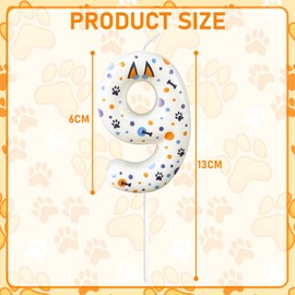 WQINX Dog paw Themed Birthday Candles, Digital Dog paw Birthday Party Supplies, Suitable for Bluey Theme Parties, as Well as pet Celebrations, Adult and Children's Birthday Celebrations (9)