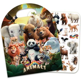 Reusable Sticker Books for Toddlers, Animals Jelly Stickers for Kids Girls Boys Road Trip Airplane Train Travel Essentials Toy Quiet Busy Book Preschool Learning Activities