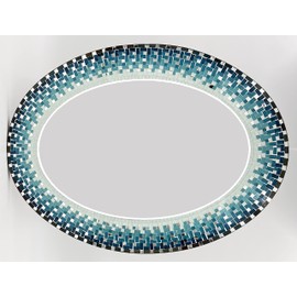 Zorigs Mosaic Mirror, Wall Art Décor – Handcrafted Decorative Wall Mirror, Teal Mosaic Mirror, 32” x 24” Oval Mirror for Hallway, Bedroom, Bathroom, Living Room
