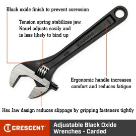 Crescent 6" Adjustable Black Oxide Wrench - Carded - AT26VS