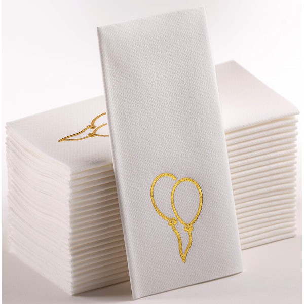 Servilletas de papel desechables con papel dorado y tacto de lino. Servilletas suaves y cómodas, perfectas para aniversarios, decoraciones, suministros de fiesta de cumpleaños (globo dorado)
