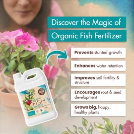 1 Gallon Organic Fish Emulsion Fertilizer for Plants - Ideal Liquid Fish Fertilizer for Plants, Flowers, Fruits & Vegetables, 2-3-1 NPK - Sustainably Sourced and Hydrolyzed for Steady Growth