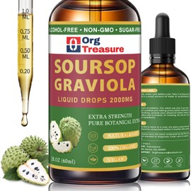 Soursop Graviola Liquid Drops 2000mg - Soursop Leaf Fruit Sea Moss Extract for Cell Support & Regeneration, Immunity, Liver, Sleep & Antioxidant - Soursop Bitters Liquid, Herbal Goodness, 2 Fl Oz