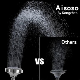 Aisoso Aisoso Shower Head High Pressure Rain Fixed Showerhead 5-Setting with Adjustable Metal Swivel Ball Joint - Relaxed Shower Experience Even at Low Water Flow & Pressure