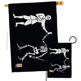 Americana Home & Garden Skull Black Party Garden House Flag Set Coastal Pirate Ship Treasure Map Carribean Jolly Blackbeard Jack Decoration Banner Small Yard Gift Double-Sided, Made in USA