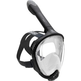 CRESSI Unisex Adult Java Full Face Snorkel Mask, Black/Black, S/M