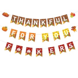 Pre Assembly Happy Friendsgiving Banner Gold Glitter Thankful For You Banners Fall Turkey Maple Leaves Pumpkin Garland Signs Funny Thanksgiving Decorations Indoor Fireplace Home Office Party Supplies