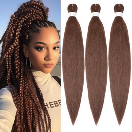 YDDM Pre Stretched Braiding Hair Braiding Hair Extensions Brown Braids Extensions Hair 32 Inch 3packs Box Braid Hair Extensions Hair For Braiding Crochet Hair Braiding (32 Inch, 30#)