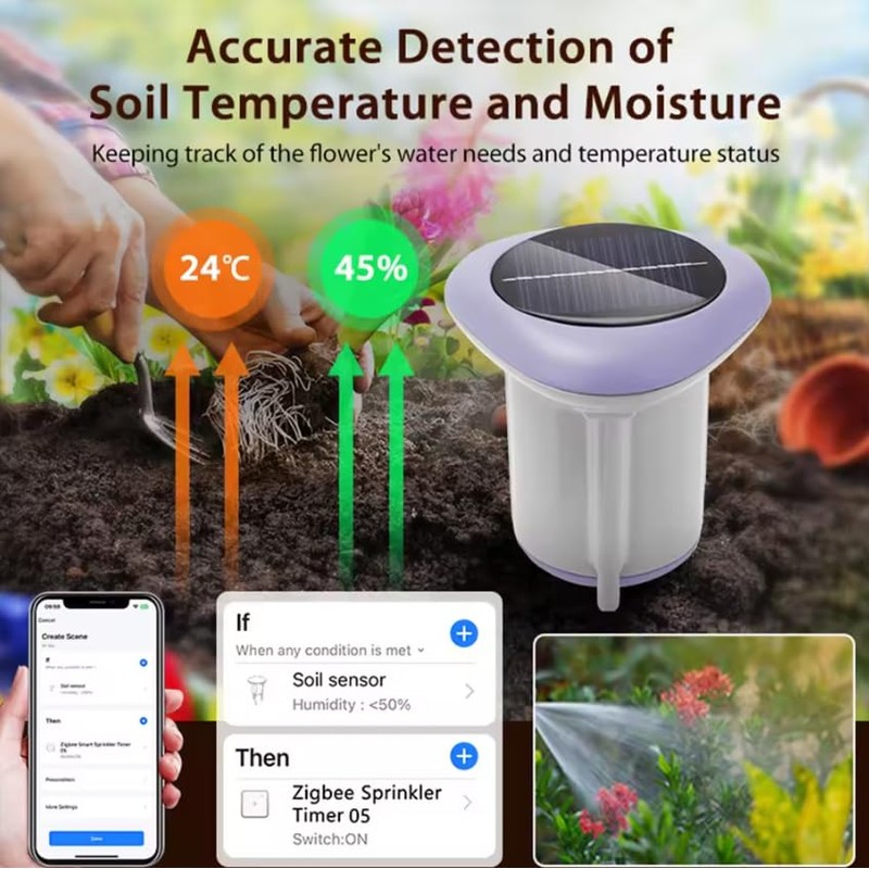 Solar Powered Wireless Zigbee Soil Moisture and Temperature Sensor for