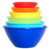 Youngever 6 Pack Large Plastic Mixing and Serving Bowls, Plastic Nesting Bowls Set, Popcorn Bowls, Salad Bowls, Chip and Dip Serving Bowls (Rainbow Colors)