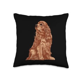 Sitting Dog Ruby Cavalier King Charles Spaniel Throw Pillow