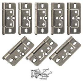 sourcing map 8Pcs 3x1.4 Inch Door Hinges Non-Mortise No Noise Bifold Door Hinges Plating for Cabinet Furniture Window Wardrobe with Screw, Antiqued Bronze