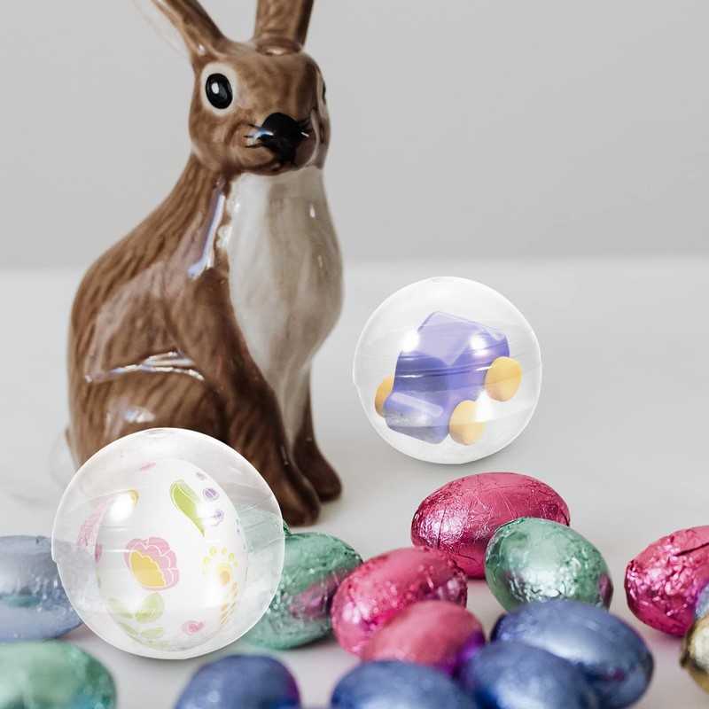 COHEALI Empty Round Clear Capsules 28MM Fillable Easter Eggs Lotto
