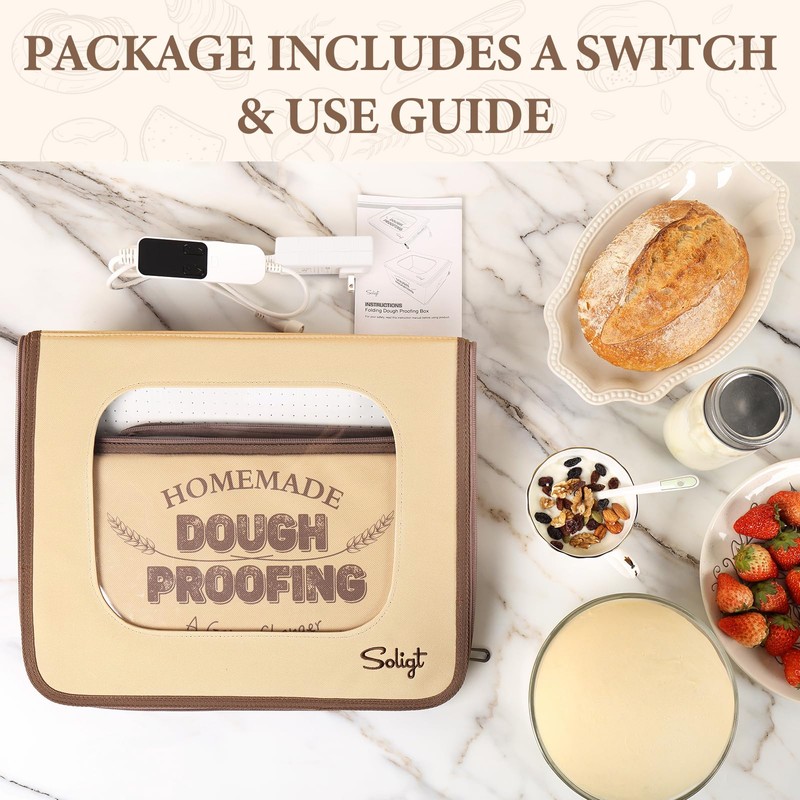 Soligt Homemade Sourdough Proofing Box, Collapsible Fabric Zippered Bread Proofer