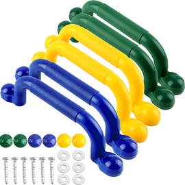 6 Pcs Kids Swingset Handle Plastic Playground Safety Handles Outdoor Playset Grab Handles for Boys Girls Play House Swing Set, 3 Colors (Color Set 1)