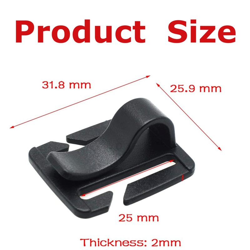 4-Pack Black Water Bladder Tube Clips,Plastic Sternum Strap Tube Pipe