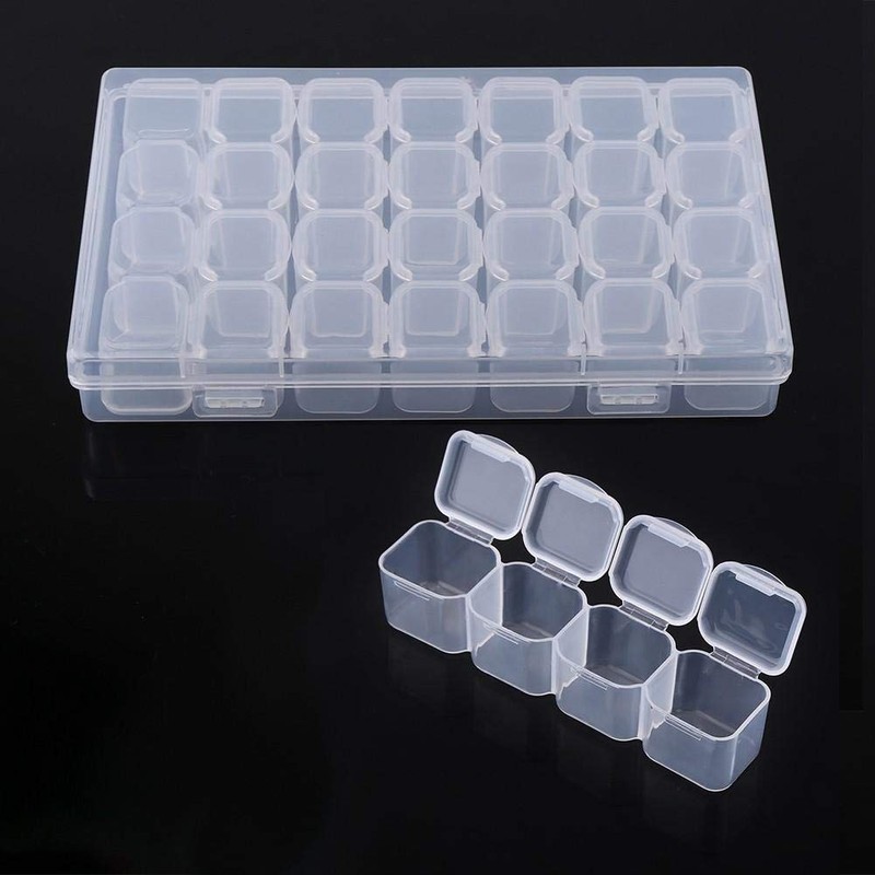 Monthly Pill Organizer,Clear Plastic 28 Slots Adjustable Oversized Pill Box