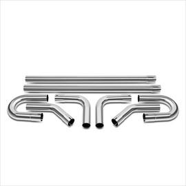 PM PERFORMOTOR 8 Pcs 2.5 Inches Stainless Steel DIY Custom Exhaust Tubing Mandrel Bend Pipe Straight & U-Bend Kit, Universal Fit,PM-PP-25-SS-8P
