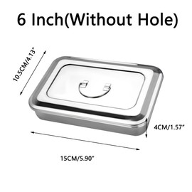 304 Stainless Steel Medical Sterilizer Box Surgical Instruments Storage Boxes for Professional Surgeries, Veterinary, Beauty Salon, Dentistry Use (6 Inch(Without Hole))