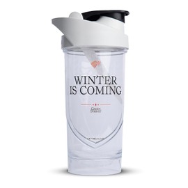 Shieldmixer Hero Pro Classic Shaker Winter Is Coming - BPA-Free - Gym Accessories - Protein Shaker - Fitness Water Bottle - White - 700 ml