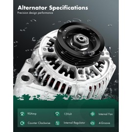 SCITOO Alternator Fit for Acura for Integra 1996-2001 - 12V 90 Amp CCW 4-Groove Pulley, Replace OE 13677 101211-9330 9761219-933 31100-P75-A01 31100-P75-A01RM CJU33 AL1275X