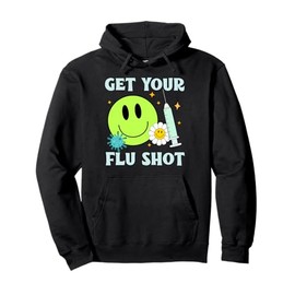 Get Your Flu Shot Retro Syringe medical nursing flu season Pullover Hoodie