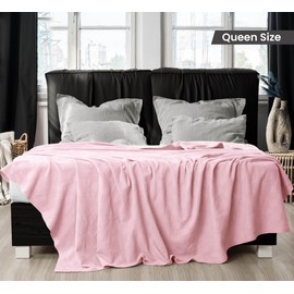 Utopia Bedding Dusky Pink 100% Cotton Blanket [Queen Size - 90x90 Inch] 350GSM Lightweight, Soft and Breathable Thermal Blanket for All Seasons (Pack of 8)