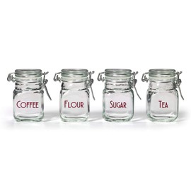 Set of 4 Canister Labels - V4 - Vinyl Decal Stickers Kitchen Flour Sugar Tea Coffee - 20 Color Options - Light Brown